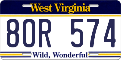 WV license plate 8OR574