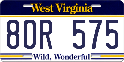 WV license plate 8OR575