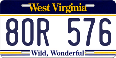 WV license plate 8OR576