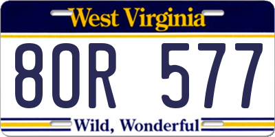 WV license plate 8OR577