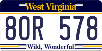 WV license plate 8OR578