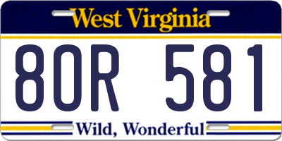WV license plate 8OR581