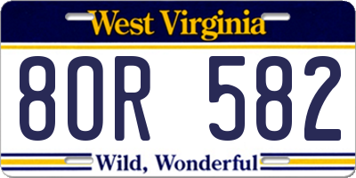WV license plate 8OR582