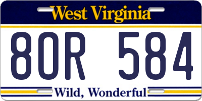 WV license plate 8OR584