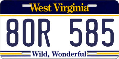 WV license plate 8OR585