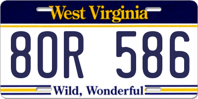 WV license plate 8OR586