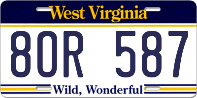 WV license plate 8OR587