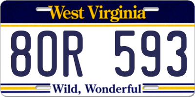WV license plate 8OR593