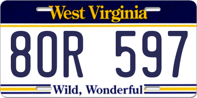 WV license plate 8OR597
