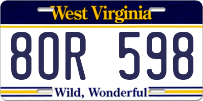 WV license plate 8OR598