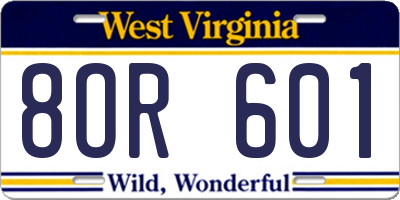WV license plate 8OR601