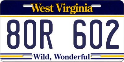 WV license plate 8OR602
