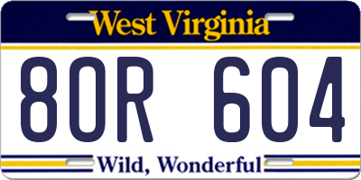 WV license plate 8OR604