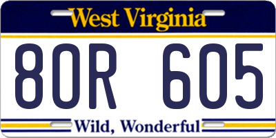 WV license plate 8OR605