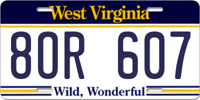WV license plate 8OR607