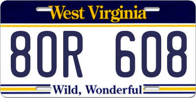 WV license plate 8OR608