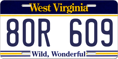 WV license plate 8OR609