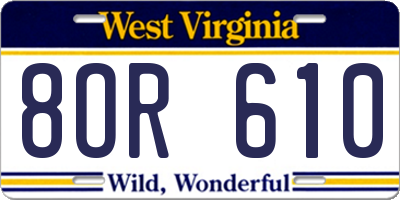 WV license plate 8OR610