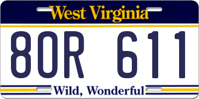 WV license plate 8OR611