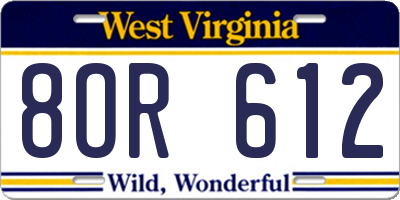 WV license plate 8OR612