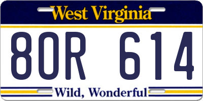 WV license plate 8OR614