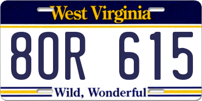 WV license plate 8OR615