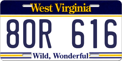 WV license plate 8OR616