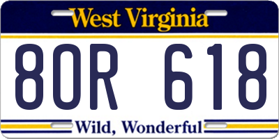 WV license plate 8OR618