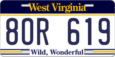 WV license plate 8OR619