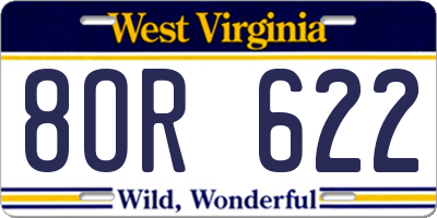 WV license plate 8OR622