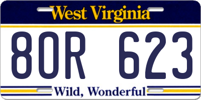 WV license plate 8OR623