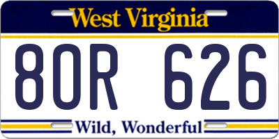 WV license plate 8OR626