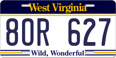 WV license plate 8OR627