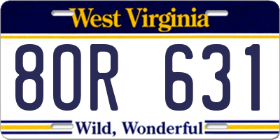 WV license plate 8OR631