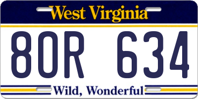WV license plate 8OR634