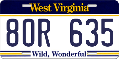 WV license plate 8OR635