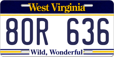 WV license plate 8OR636