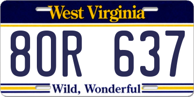 WV license plate 8OR637