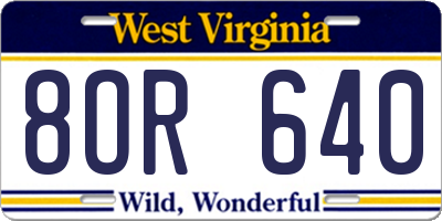 WV license plate 8OR640