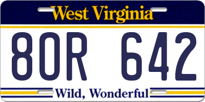 WV license plate 8OR642