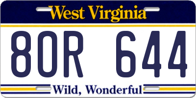 WV license plate 8OR644