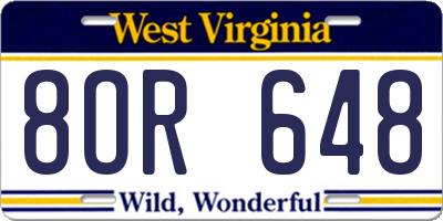 WV license plate 8OR648
