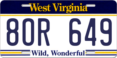 WV license plate 8OR649