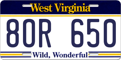 WV license plate 8OR650