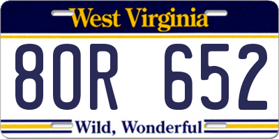 WV license plate 8OR652