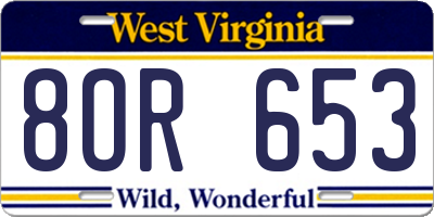 WV license plate 8OR653