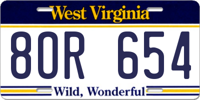WV license plate 8OR654