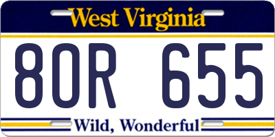 WV license plate 8OR655