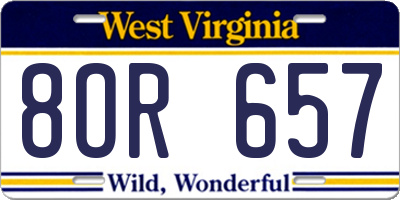 WV license plate 8OR657