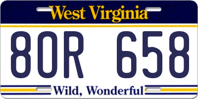 WV license plate 8OR658